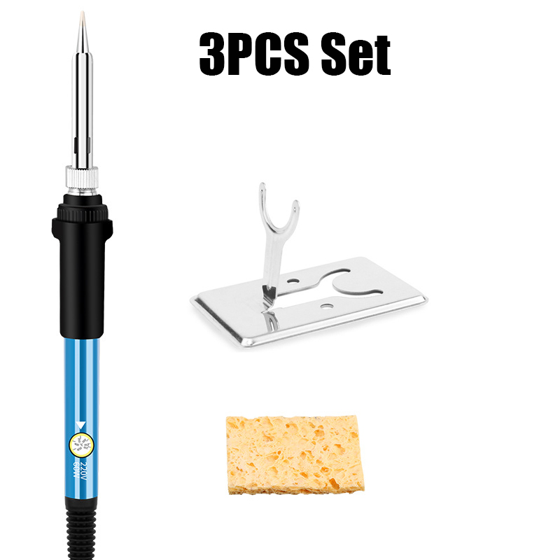 EU/US Solder Solder Iron Repair Soldering 220V/110V Electric Tool 60W Nib Heating Adjustable Welding Tin Temperature: LIGHT BLUE / us