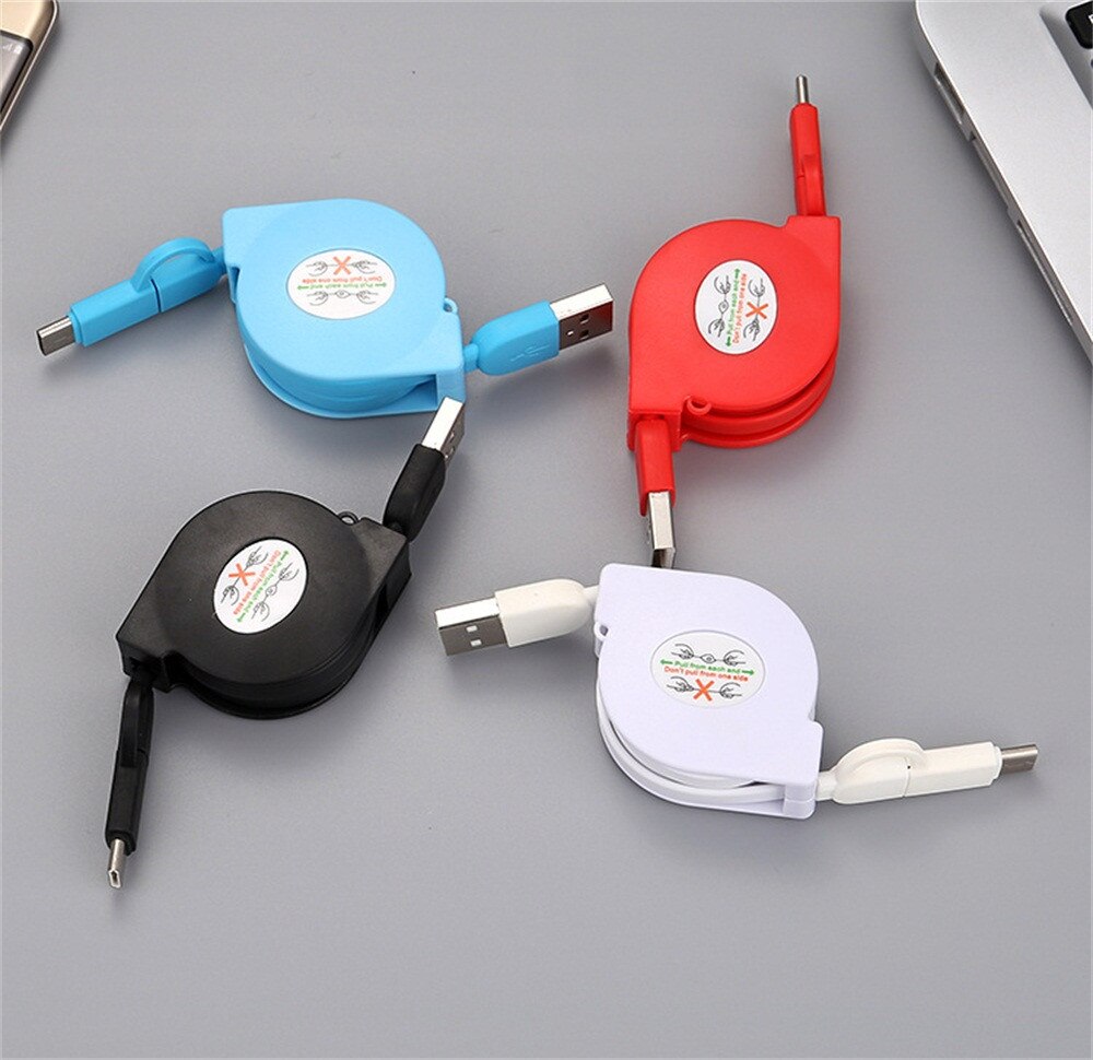 1m 2 in 1 usb-oplaadkabel voor iphone & micro usb & usb c-kabel intrekbare draagbare oplaadkabel voor iphone  x 8 samsung