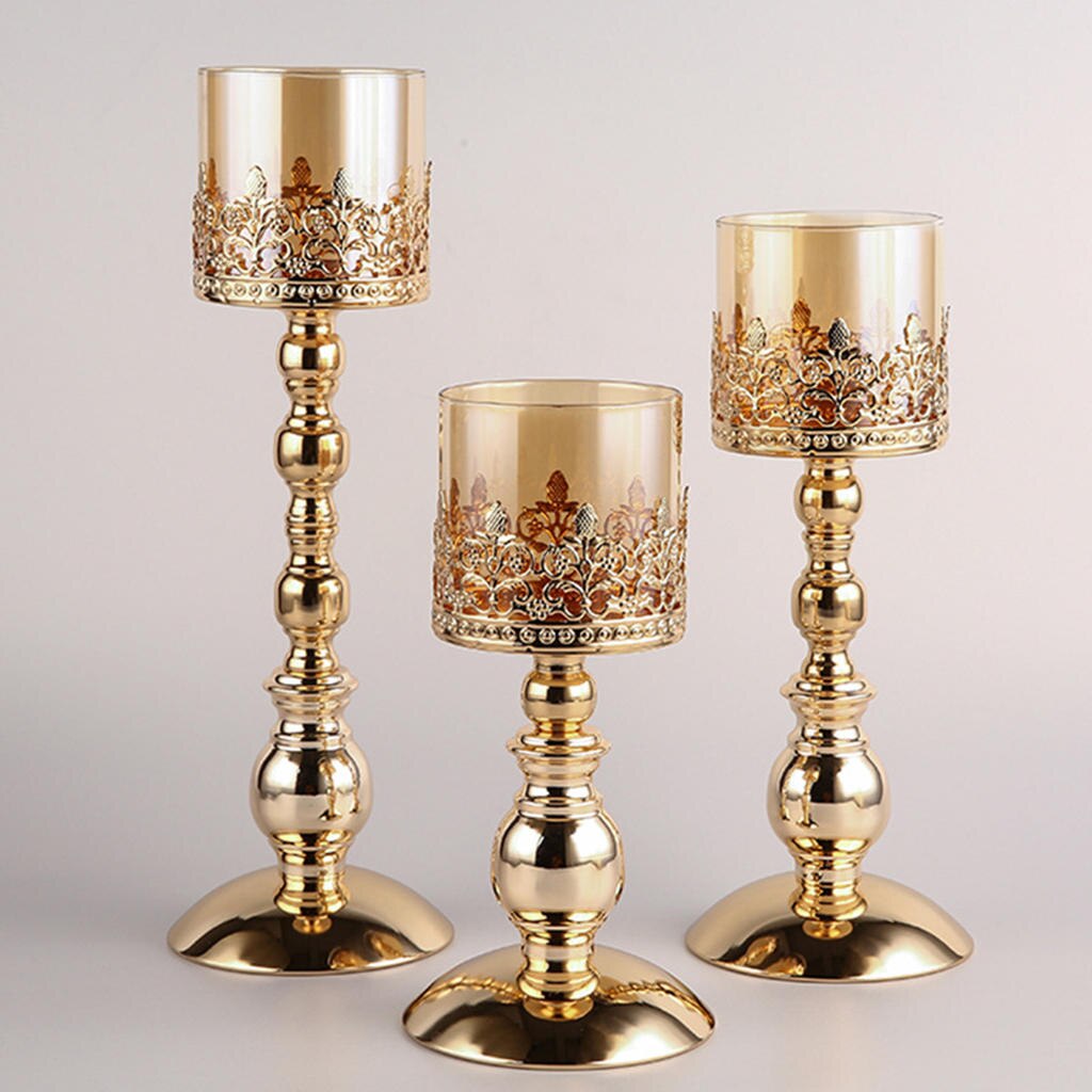 1Pcs Home Decor Crystal Golden Candle Holder for Dinning Room Wedding Table Centerpieces, Christmas, Thanksgiving, Housewarming