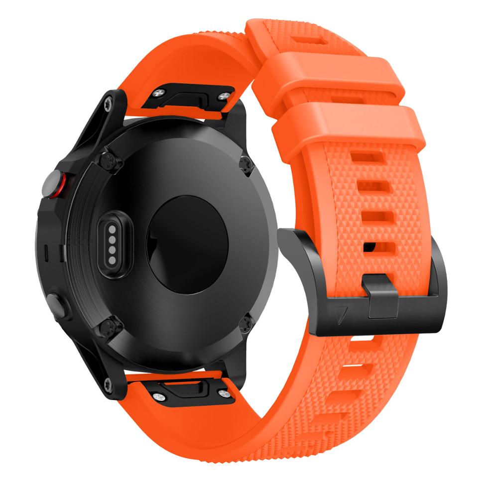 22 MM mode stijl Band Voor Garmin Fenix 5 Horloge Siliconen Polsband Voor Garmin Fenix 5 Plus Band voor Garmin Fenix 6 Horlogeband: Oranje / 24mm