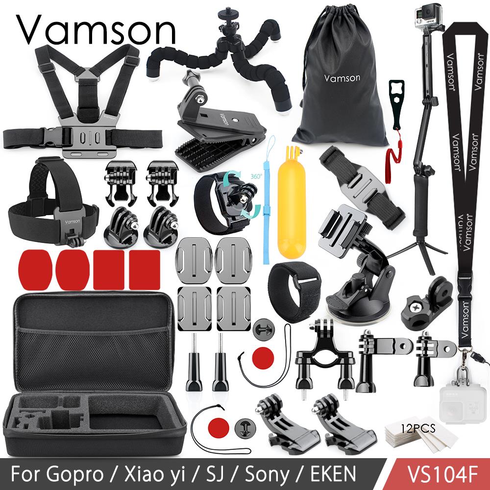 Vamson Voor Gopro Accessoires Set Voor Eken H9R Voor Gopro Hero 10 9 8 7 6 5 Mount Selfie Stok statief Voor Yi 4K Voor Mijia Kit: VS104F