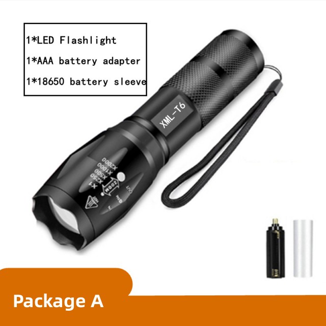 8000lm led oppladbar lommelykt xmlt 6 linser lommelykt bruker 18650 batterier 5 moduser vanntett camping kraftig led-lommelykt: Foranderlig