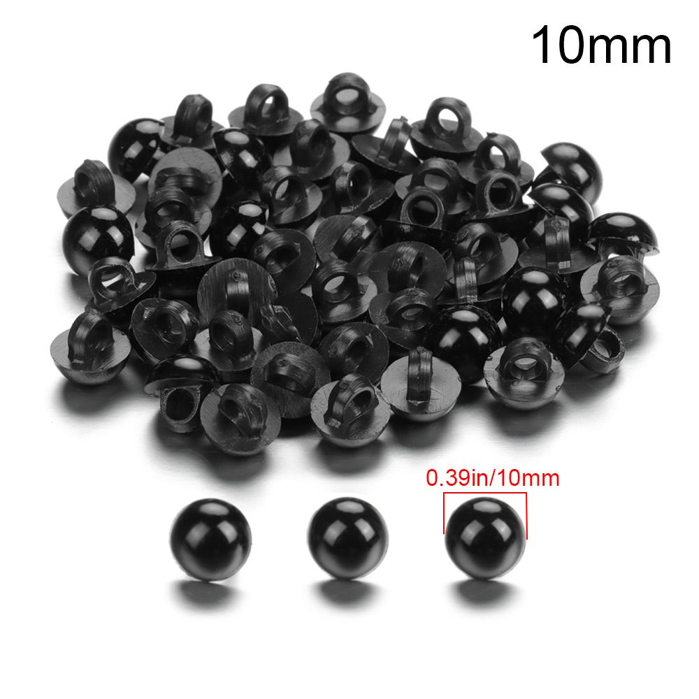 Ojos sólidos de plástico negro para muñeca de oso, marioneta de felpa, juguete, nariz, Animal, botón de costura, accesorios, 50 piezas
