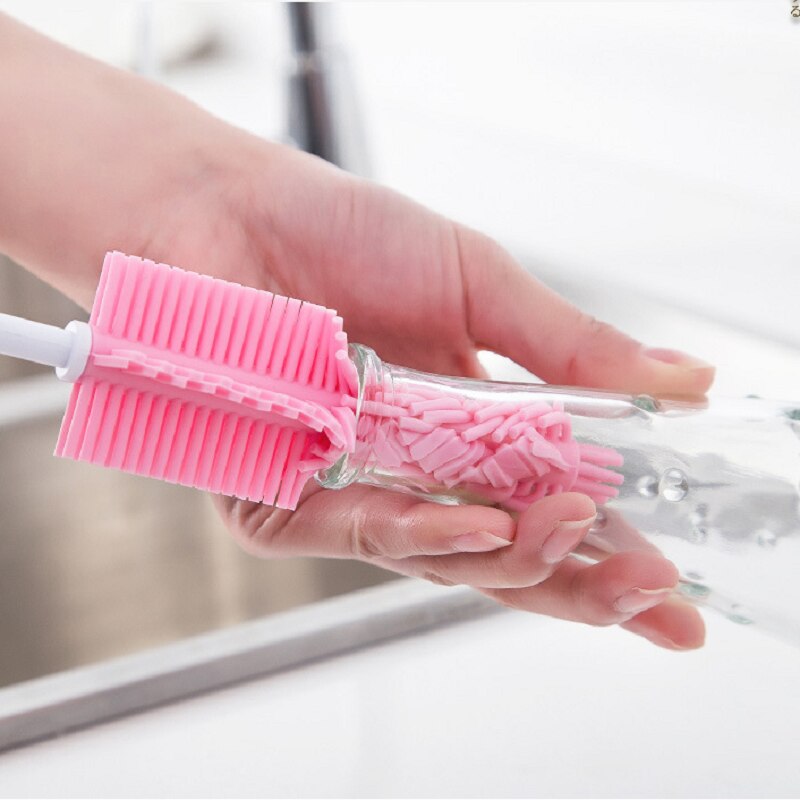 Utensilios de cocina, cepillo para lavar platos de silicona a prueba de aceite, cepillos para sartenes largos, esponja para limpiar platos