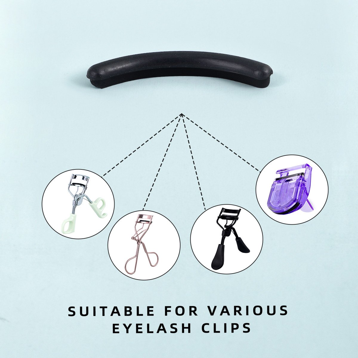 Wimpern mit 5 Silikonpads, 1 doppelseitiger Augenbrauen- und Wimpernkamm, 1 Wimpernstahlkamm, 1 Wimpernpinzette und 3 Spiralkämme