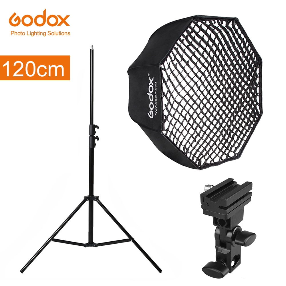Godox Draagbare 120 Cm 47 &quot;Octagon Umbrella Softbox Met Honingraat Rooster, 2.8 M Light Stand, houder Beugel Voor Flash Speedlight