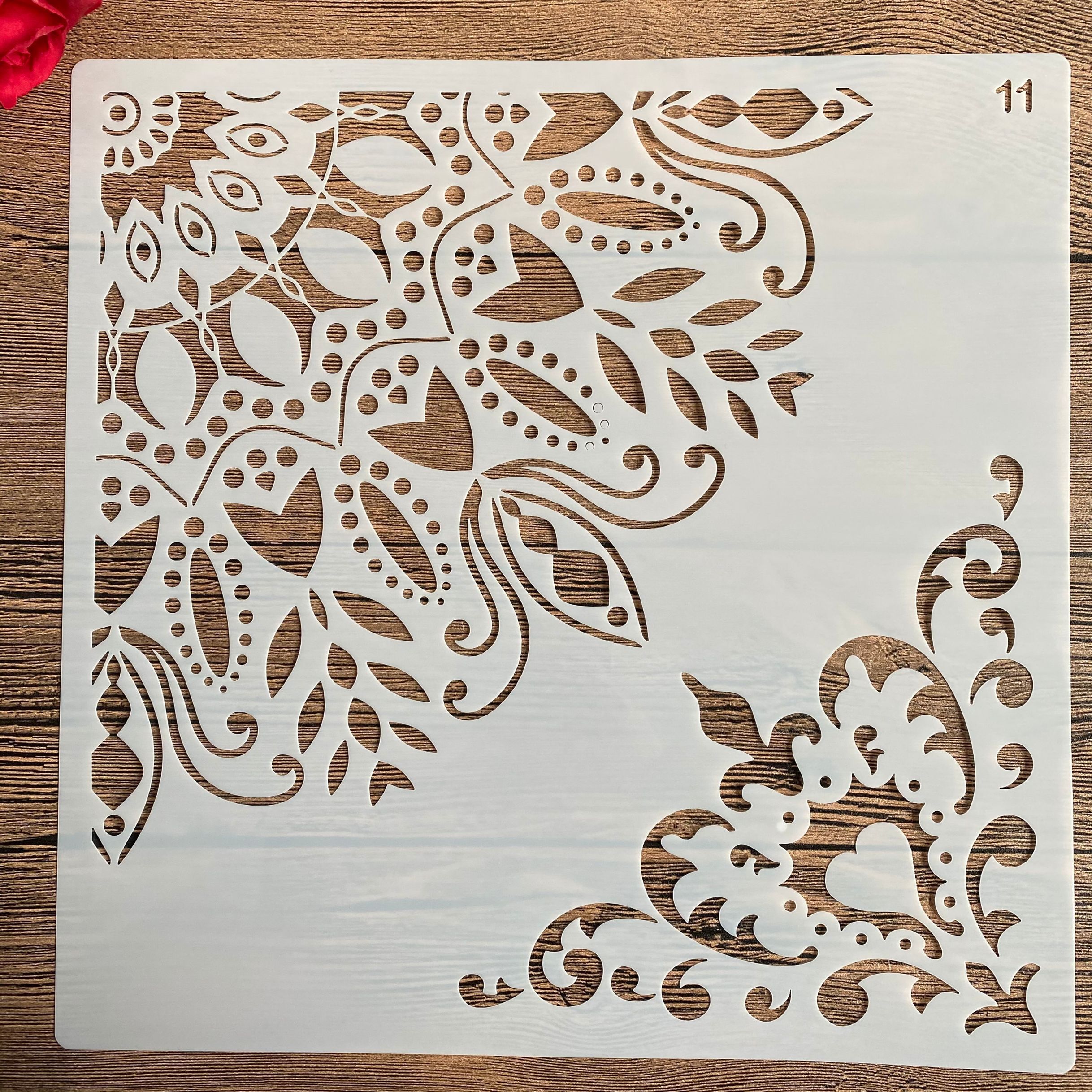 Molde de mandala para manualidades diy, tamaño de 30x30cm, para pintar plantillas, estampadas álbum de fotos, tarjeta de papel en relieve en madera, tela, pared 2022: 11