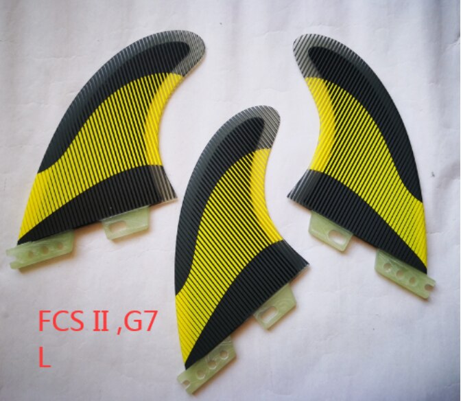 Tri Set surfboard fins Line yellow blue Surf Fin G7 G5 FCS II 2 Surfing Fins SURF FOIL: C fcs 2 L