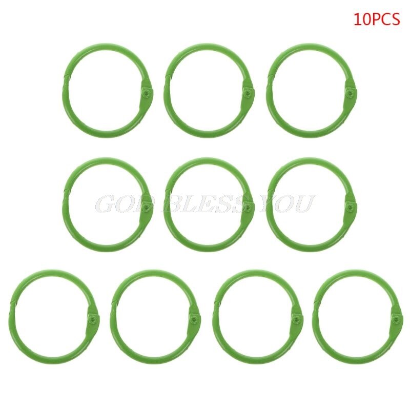 10PCS Metal Loose Leaf Binder Ring Book Hoops DIY Albums School Office Supplies Craft Binding Book Hoops: GN