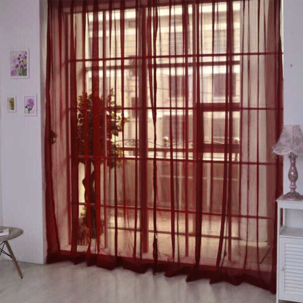 1 st ren färg tyll dörr gardiner draperi panel ren halsduk valanser modernt sovrum vardagsrum gardiner cortinas: D