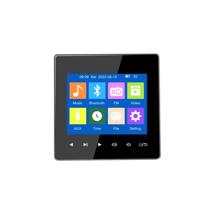 Wall Amplifier Bluetooth5.0 TF Card FM Home Theater Hotel Audio Player 2.8-Inch Touch Button Indoor Background Music System-J: Gold