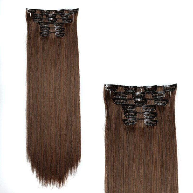 Cheveux de charme 24 pouces longue Extension de cheveux raides 6 pièces/ensemble 16 Clips haute température pince à cheveux synthétique dans l'extension de cheveux: 2/30 #