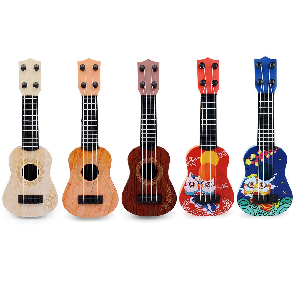 Mini guitare jouet 21 pouces pour tout-petits, Instruments de musique, débutants, 4 cordes, éducation précoce, petite guitare couleur bois