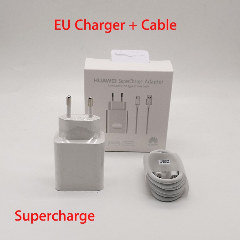 Originele Supercharge Oplader Voor Huawei P20 P10 Pro Plus Mate 9 10 20 Mobiele Telefoon Oplader Honor 10 Note10 5A super Charge Eu: EU Charger and Cable