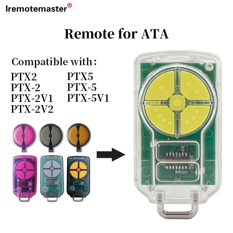For ATA PTX5 Compatible with PTX5V1 TrioCode GDO 6v3/7v3/8v3/9v3 PTX-5v1 433MHz Garage Door Remote Control Openers Transmitter: Red