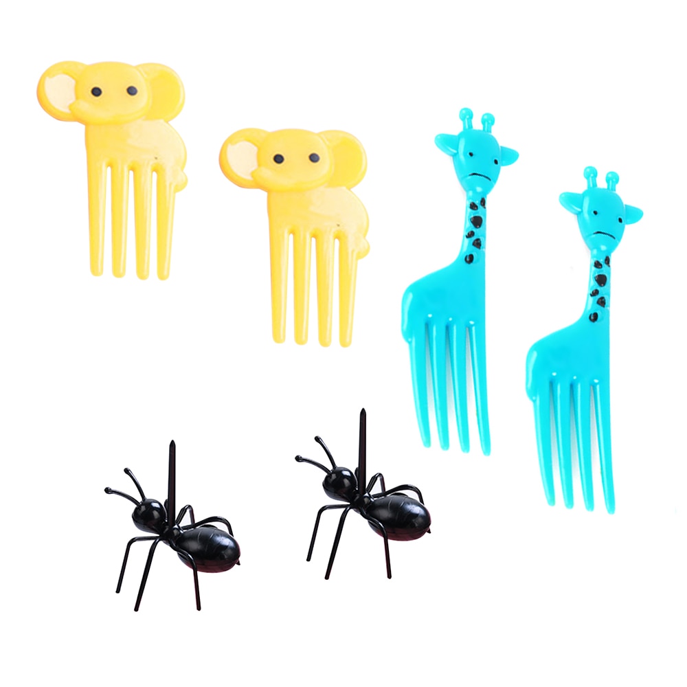 10pcs/Set Animal Fruit Fork Mini Cartoon Children Snack Cake Dessert Food Fruit Selection Toothpick Lunch Box Party Decoration