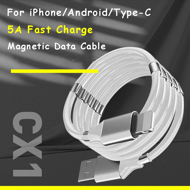 Magic Rope Magnetic Absorption Charging Data Cable For iPhone Samsung HUAWEI