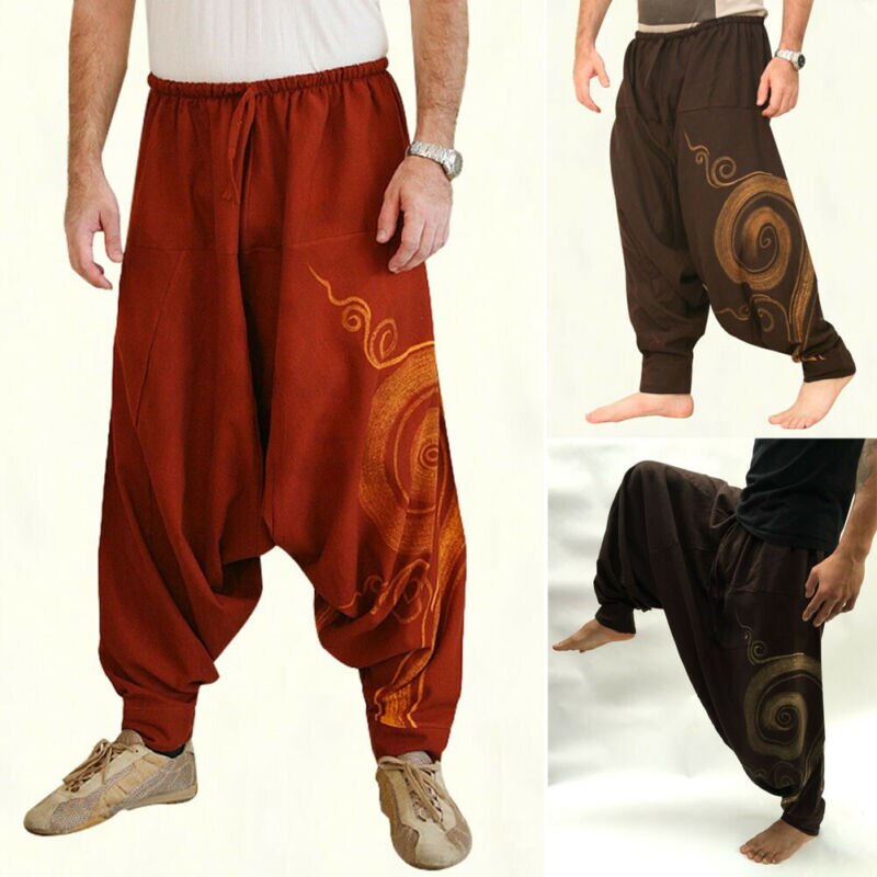 Herfst Mode Mannen Casual Losse Baggy Broek Mannelijke Druppel Kruis Aladdin Ali Baba Yoga Wijde Pijpen Harembroek Outfits plus Size