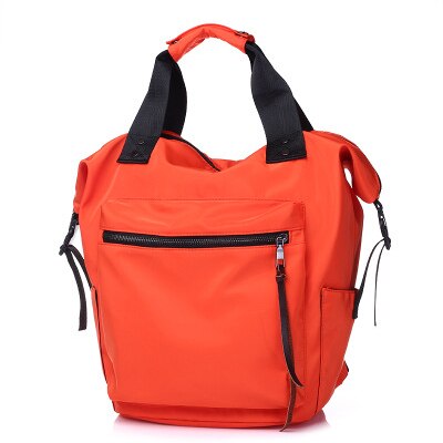 Nylon Waterdichte Rugzak Vrouwen Grote Capaciteit Schooltassen Casual Effen Kleur Reizen Laptop Rugzak Tiener Meisjes Bookbags: ORANGE