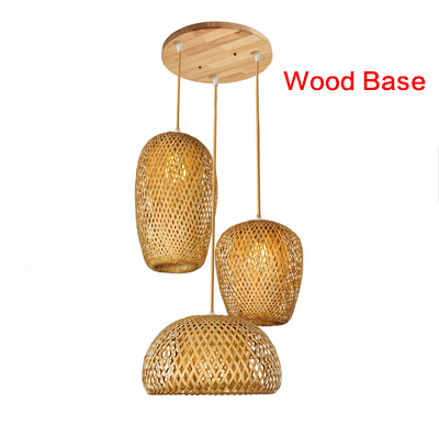 Rotan Hanglampen Bamboe Lantaarn Hanglamp Hand-Geweven Bamboe Lampenkappen E27 Verlichtingsarmaturen Eetkamer Woonkamer Decor