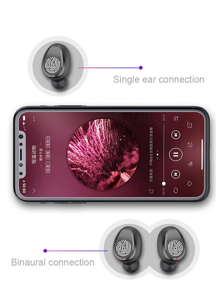 F9 tws original bluetooth 5.1 hovedtelefoner trådløse øretelefoner touch-headset 9d hifi stereo in-ear sports øretelefoner med mikrofon
