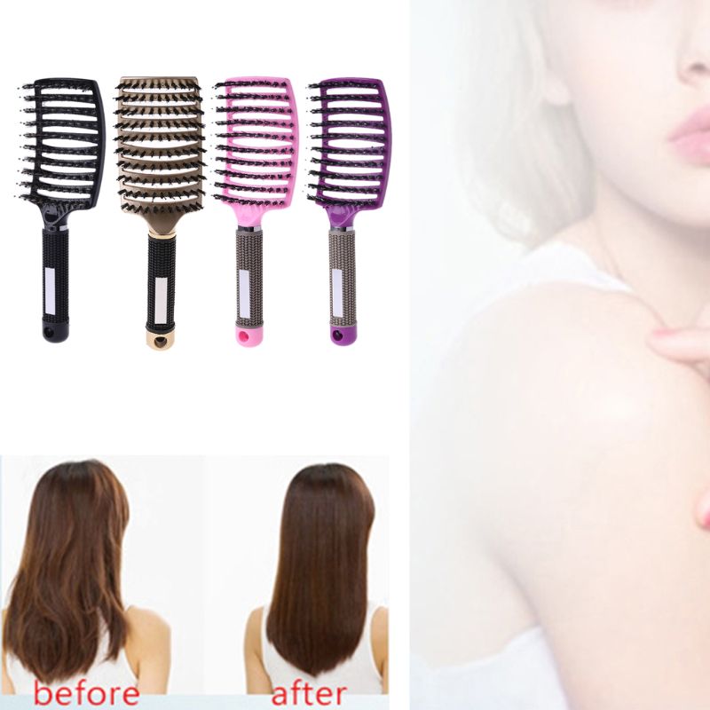 Salon Bristle &amp; Nylon Hairbrush Scalp Massage Comb Wet Hair Brush Wet Curly Hair Brush Hairdressing Styling Tools