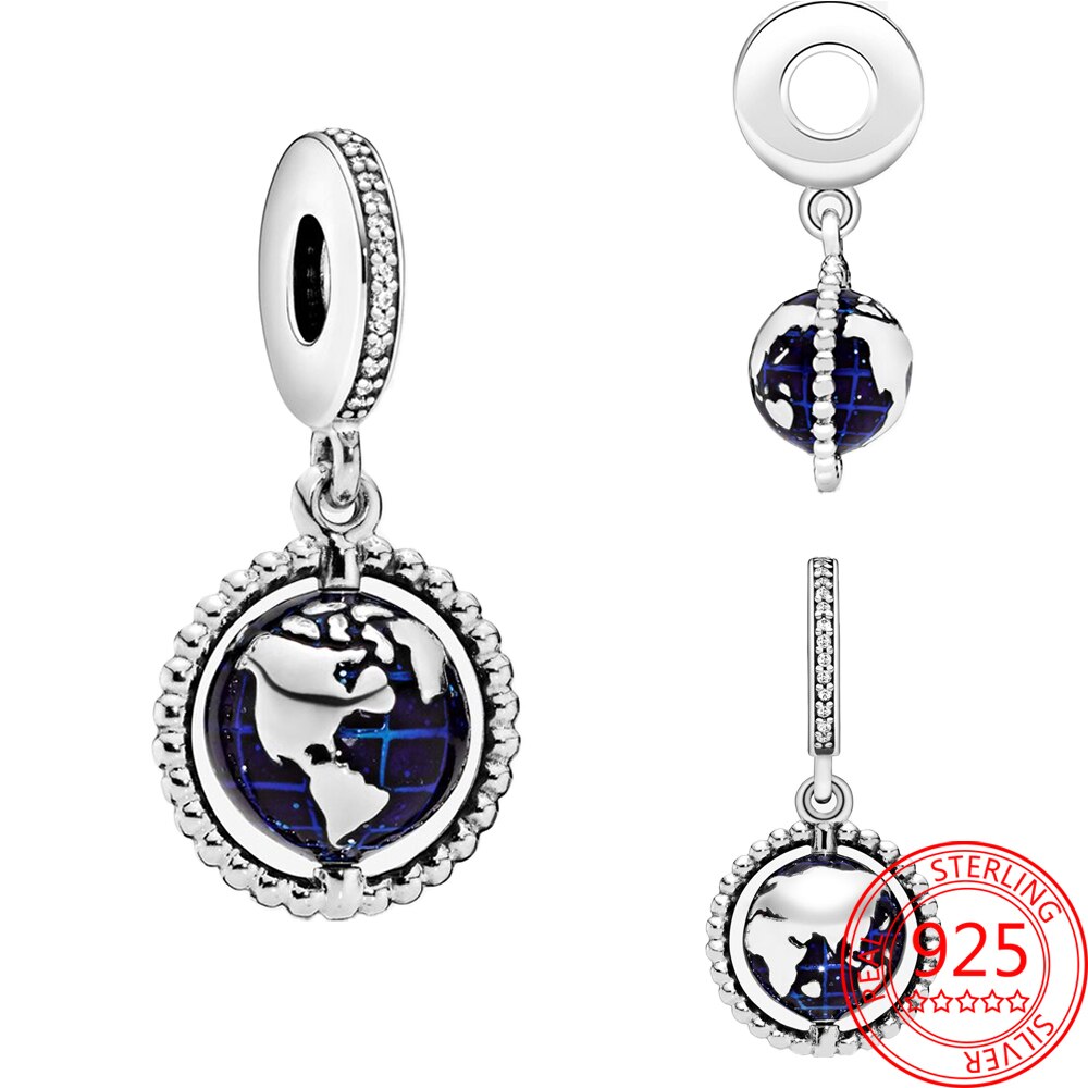 Luksus 925 sølv spinning kompas charm fit pan armbånd 925 sterling sølv charms til piger gør-det-selv vedhæng smykker: Vvc 361