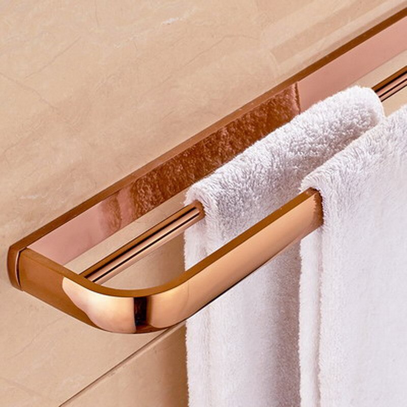 Wall Mounted Luxe Gepolijst Rose Goud Koper Messing Vierkante Badkamer Accessoires Set Bad Hardware Handdoek Bar aset022