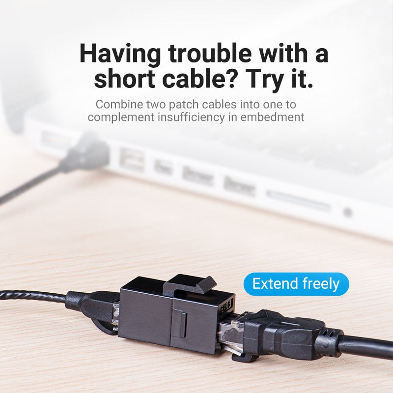 Vention-conector Cat5E RJ45, Cable Ethernet, Cat 5E Cat 6 hembra a prolongador hembra, adaptador de extensión para Cable Ethernet