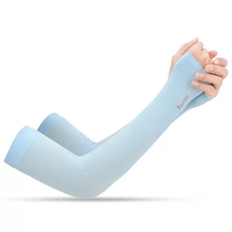 Summer Ice Silk Long Sleeves Anti-Sunburn Arm Cover Men Women Cuff Cool Hand Sleeves Anti-UV Cycling Arm Sleeve Fingerless: Lavender