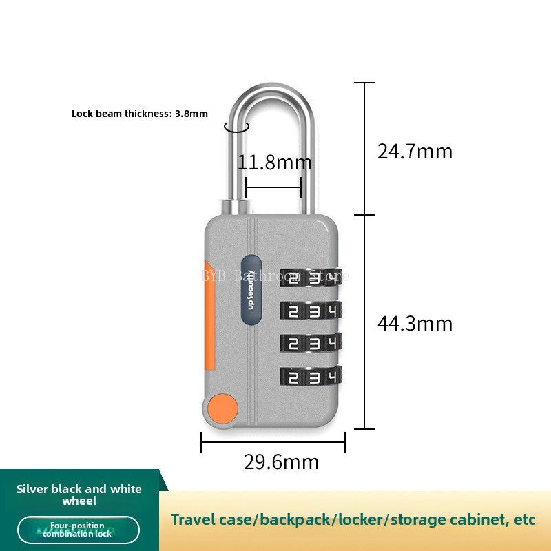 Concept Color 4 Digit Combination Lock Anti-theft Safely Code Lock Travel Luggage Suitcase Lockers Zinc Alloy Padlock: WHITE