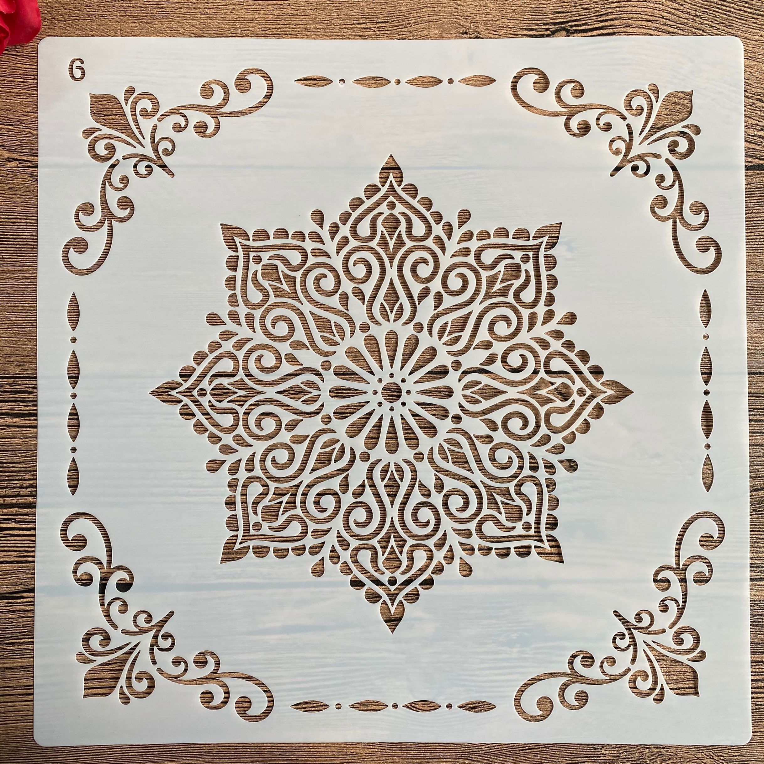 Molde de mandala para manualidades diy, tamaño de 30x30cm, para pintar plantillas, estampadas álbum de fotos, tarjeta de papel en relieve en madera, tela, pared 2022: 6