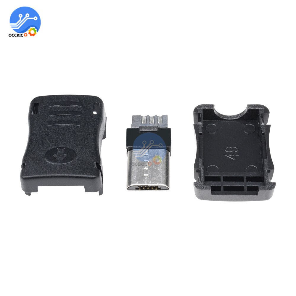 50 stücke 5 Stift T Hafen Männlichen Mikro USB Stecker Buchse Contor + Kunststoff Abdeckung für DIY