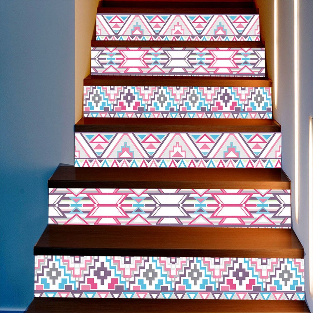 1 Set/6pcs DIY Stair Stickers Thickened Removable Waterproof Self Adhesive Staircase Decals Stair Riser Murals Stickers ): Default Title