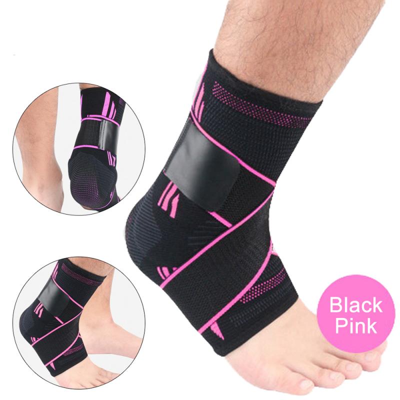 1 Uds. Tobillera elástica a presión, soporte para tobillera ajustable, vendaje para prevención de esguince, protector deportivo de equipo de protección para pies: 04 Black-pink / XL