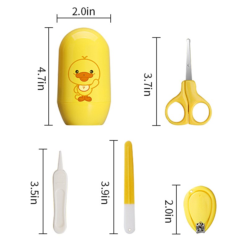 1Set Baby Nail Clippers Stainless Steel Children Safety Cartoon Newborn Nursing Nail Trimmer Hygiene Care Kit With Storage Box