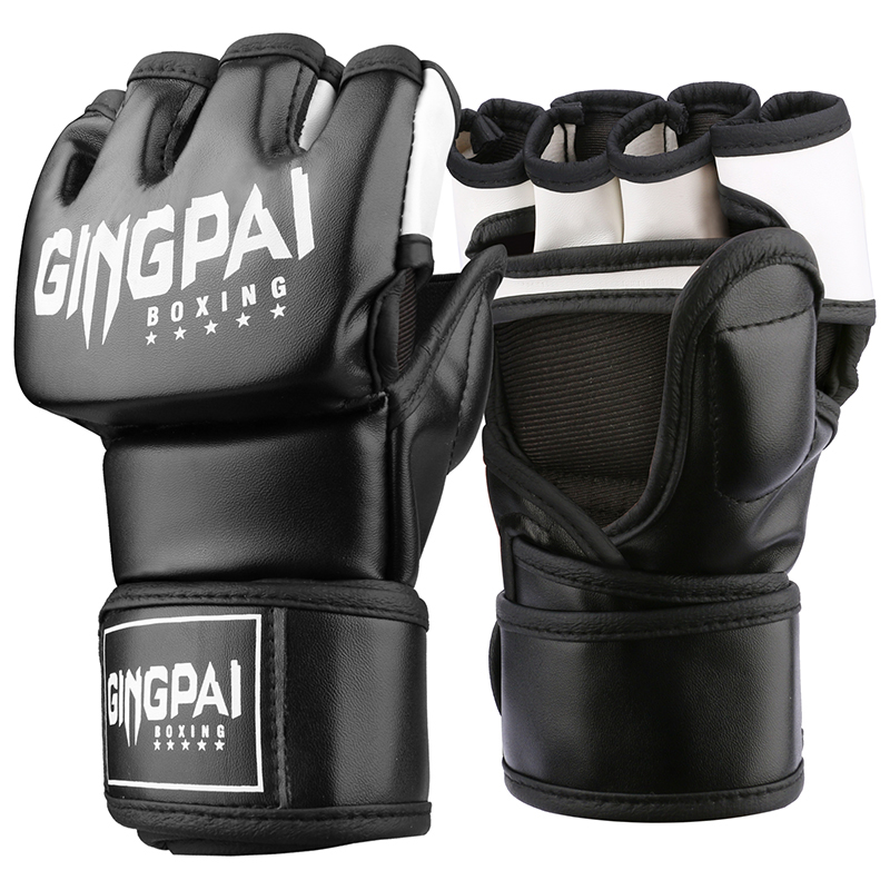 Medias manoplas MMA Fighting Kick Boxing guantes, bolsa pesada de boxeo sin dedos con guantes acolchados para Kickboxing Sparring Muay Thai: M / YELLOW