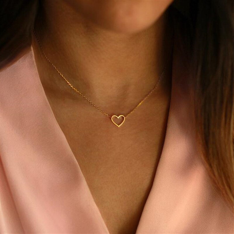 Dainty Heart Necklace Heart Choker Heart Necklace Heart Jewelry Small Heart Necklace GOLD Heart Necklace for Mom Wife