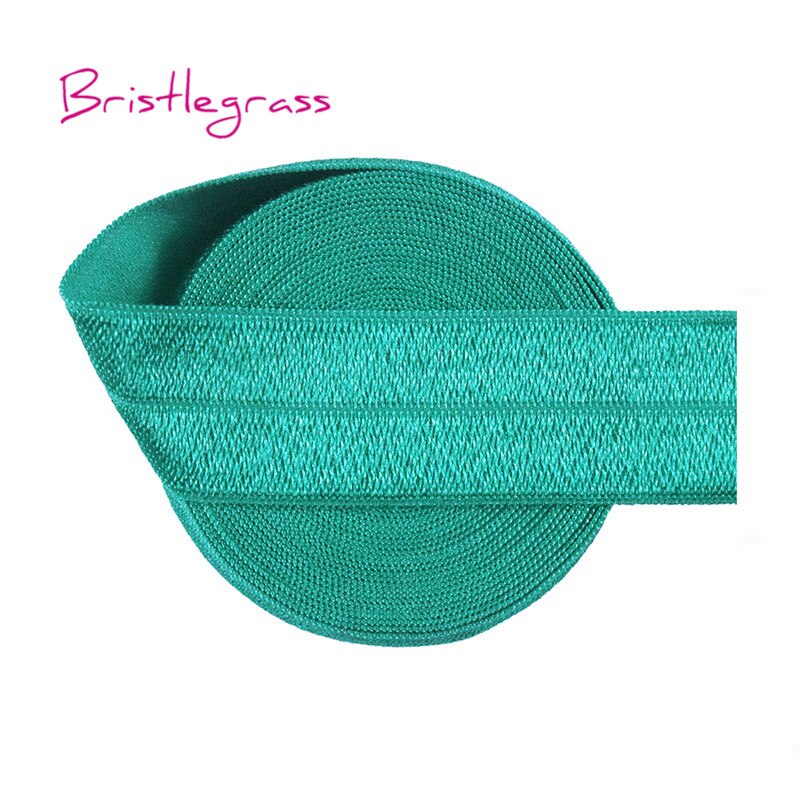 50 yardas 1 "25mm sólido brillante FOE doblar sobre Spandex elástico satinado bandas de la cinta del pelo, vestido de la corbata DIY costura: Jade