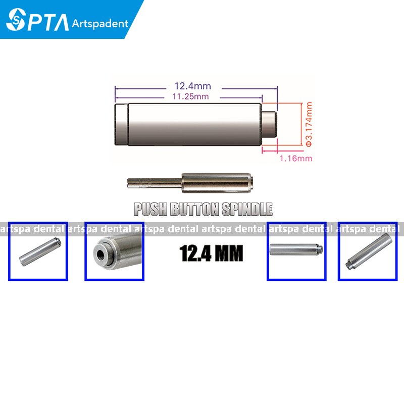 5pcs 12.4mm Dental Push spindel tandhandpiece tandheelkundige As cartridge rotor onderdelen