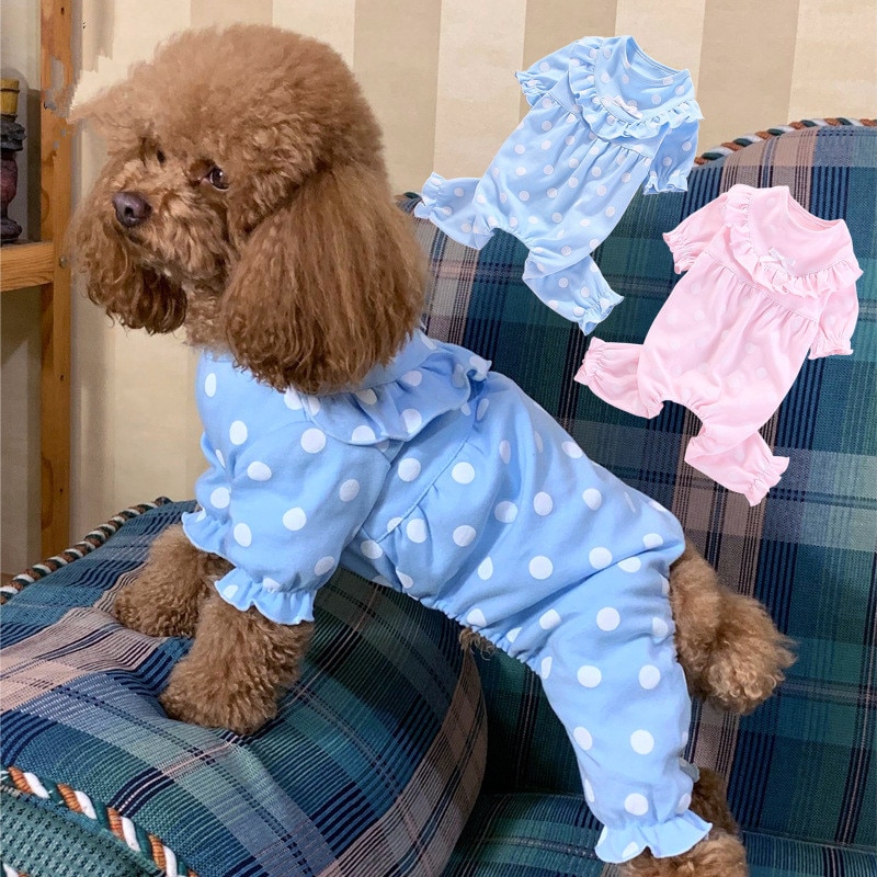 Hond Pyjama Leuke Stippen Katoen Hond Jumpsuit Pyjama pijama perro Poedel Bichon Pommeren Schnauzer Pug Kleding Hond Kleren