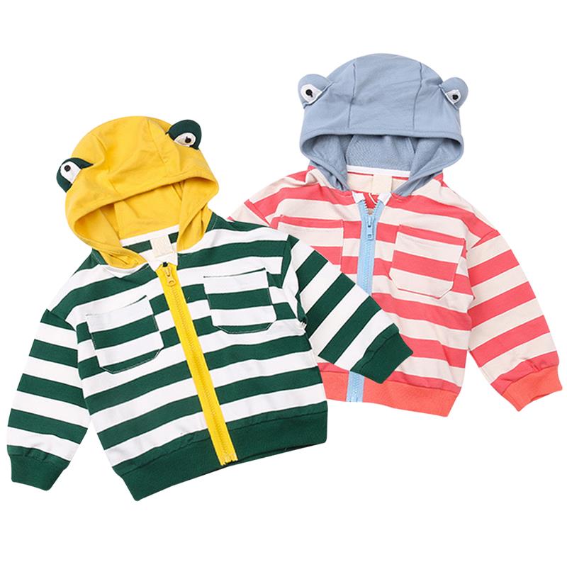 Famuka Baby Jas voor Baby Jongens Meisjes Lente/Herfst Streep Cartoon Hoodie Bovenkleding Jas Peuter Katoenen Jas Kinderen Kleding