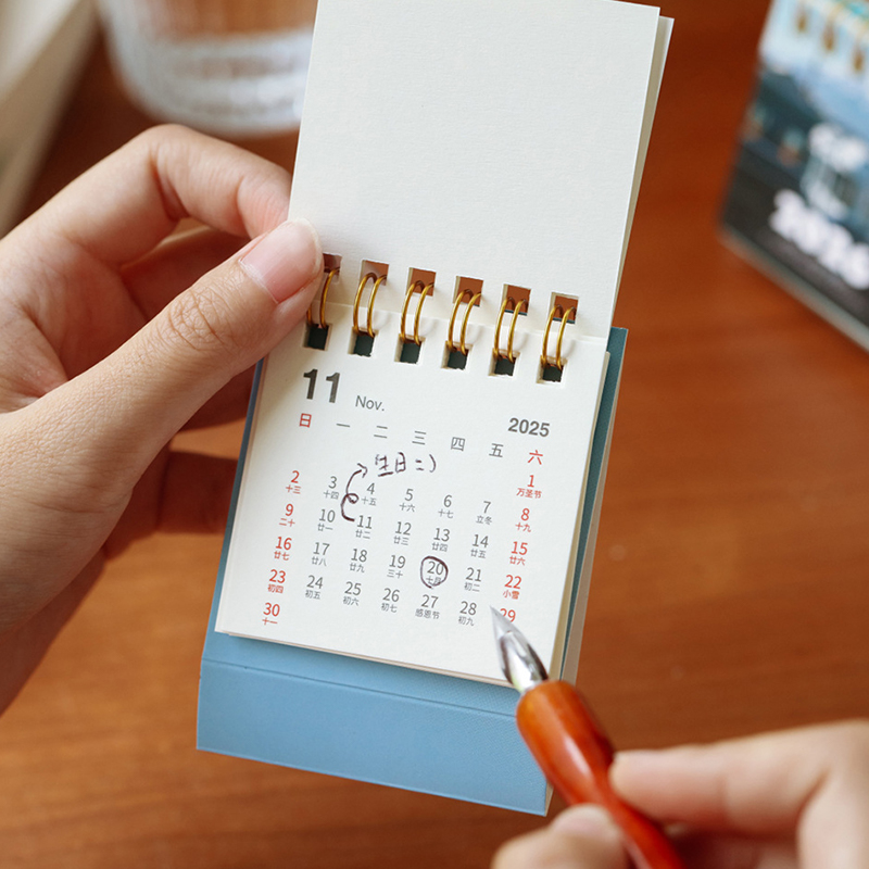 2026 Landschap Mini Bureaukalender Creatieve Spoelplanner Desktop Ornament Kantoorbenodigdheden Decor