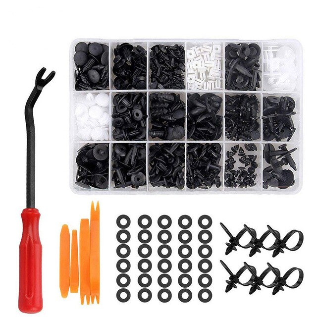 415 Pcs Car Retainer Clips &amp; Plastic Fasteners Kit - 18 Most Popular Sizes Auto Push Pin Rivets Set -Door Trim Panel Clips: D