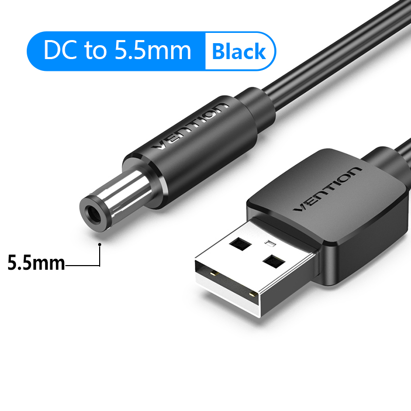 Vention USB auf DC 3,5 mm Stromkabel USB A auf 3,5 Klinkenstecker 5 V Netzteiladapter für Lüfter USB Hub DC 5,5 mm Ladekabel: Schwarz / 0,2 m