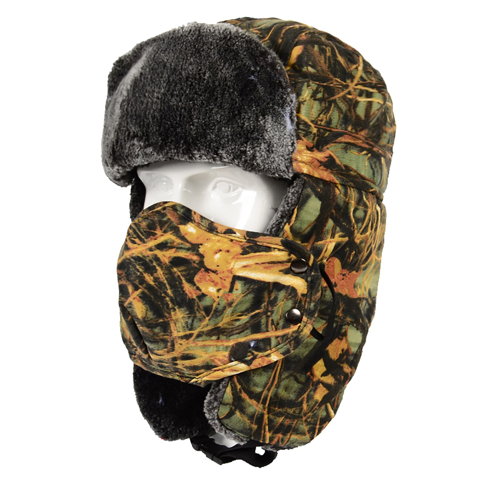 Unisex vinterhattehætte øreklappe fortykket fleeceforing aftageligt ansigtsdæksel vindtætte hatte