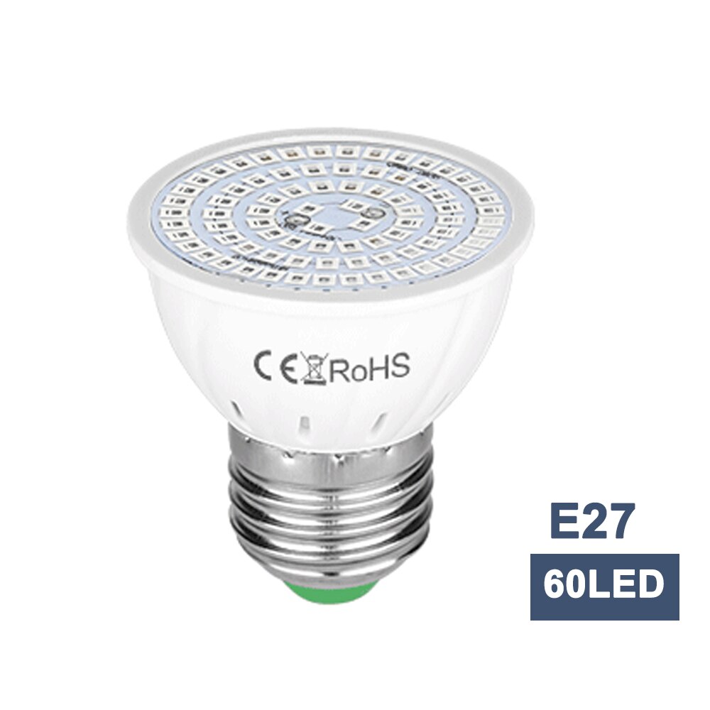 Lâmpada de plantas led e27/e14/mr16/gu10/b22, para crescimento de plantas, 220v, luz de preenchimento de planta lâmpada de led phyto para mudas de espectro completo: E27 / 80leds 220V