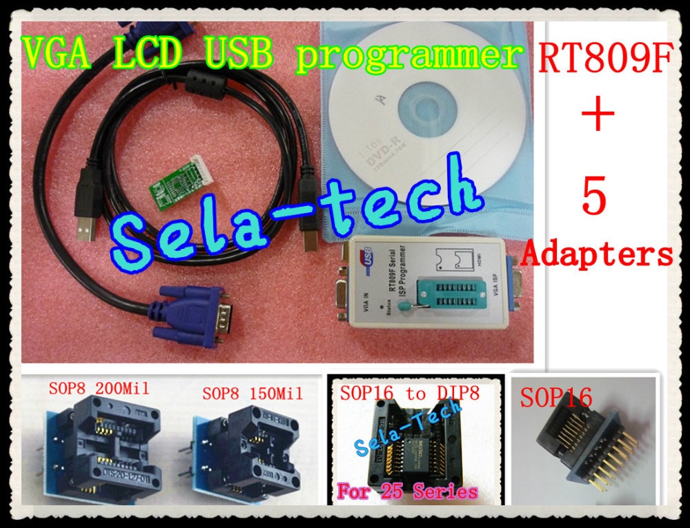 Lcd Usb Programmer RT809F Seriële Isp Programmer Reparatie Van Pc Tools 24-25-93 Serise Ic RTD2120 Beter dan EP1130B + 5 Adapter TL866cs