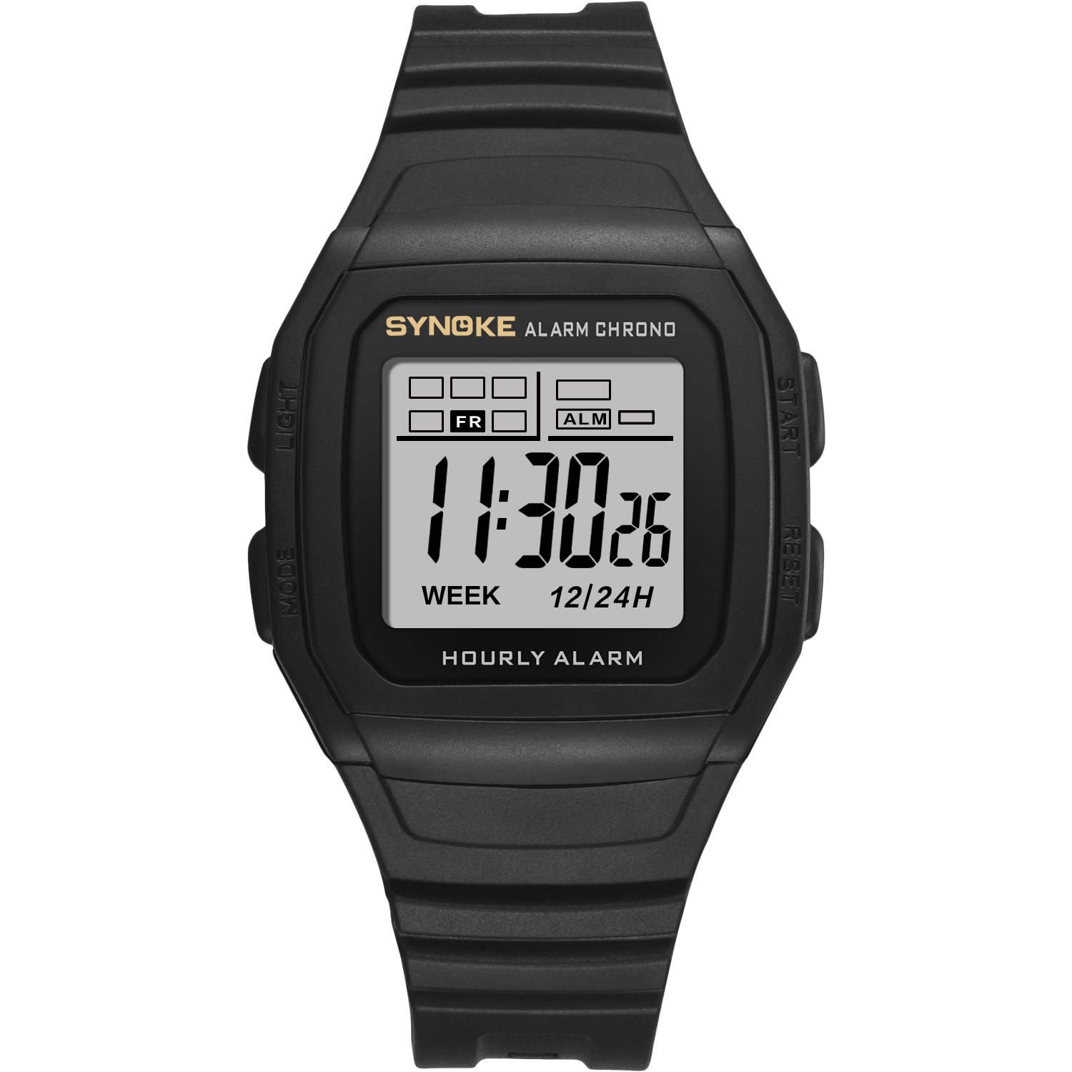 Synoke relógio de pulso digital masculino para esportes, ao ar livre moda multi função à prova d&#39;água visor grande luminoso relógio masculino com alarme: 9023B Black