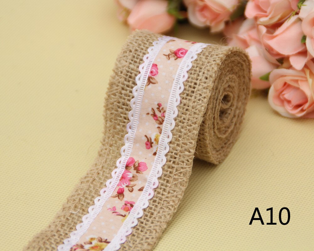 1 Pc DIY Natural Jute Burlap Lace Ribbon Rustic Vintage Wedding Decor Hessian Jute Roll Merry Christmas Party Supplies DIY: 10